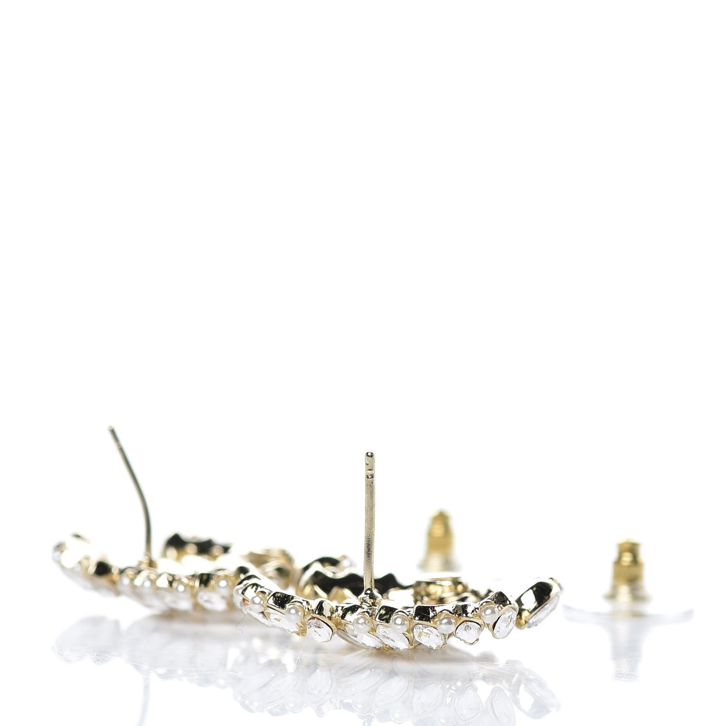 Crystal Pearl CC Earrings Gold