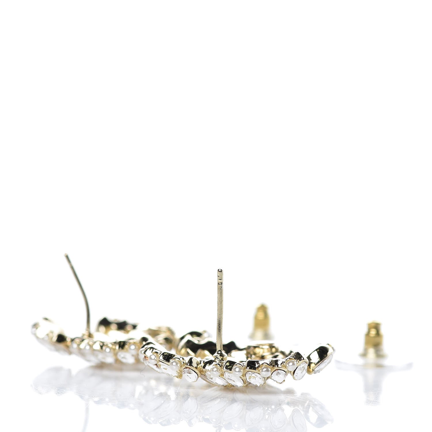 Chanel Crystal Pearl CC Earrings Gold 5 of 5