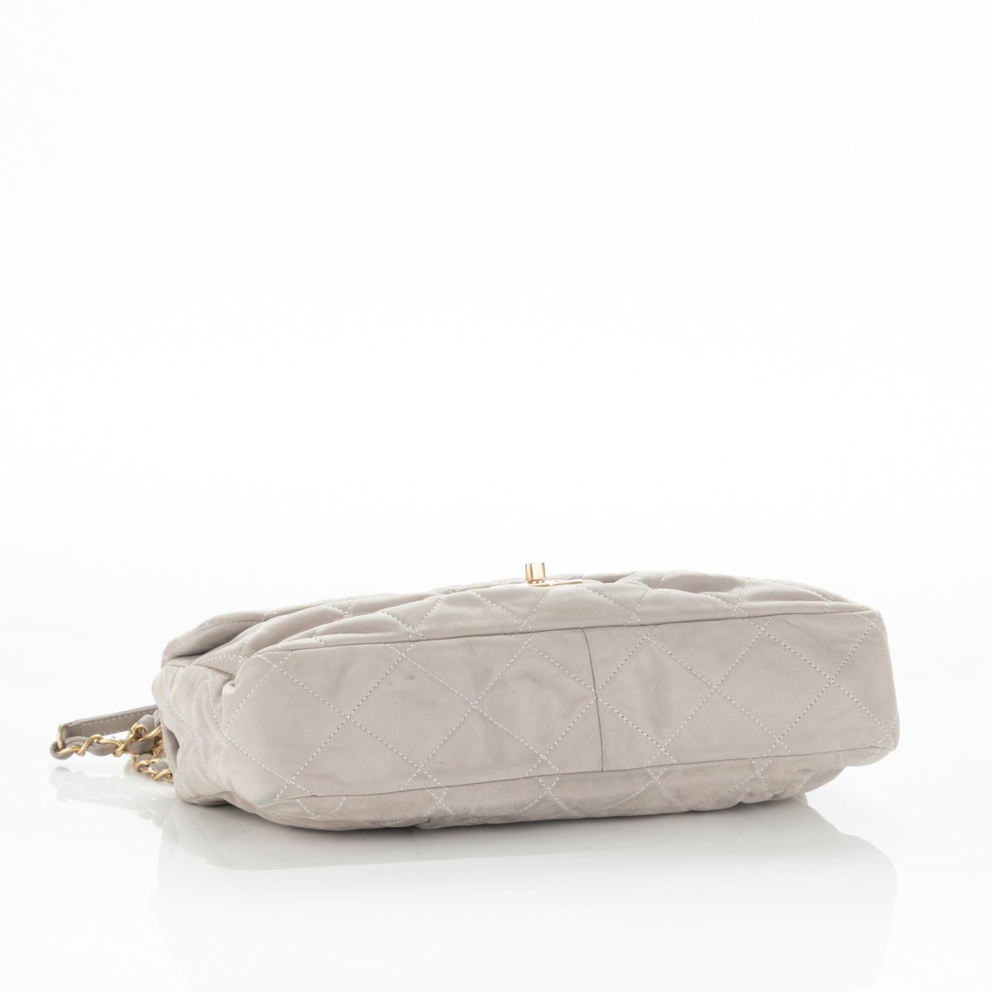 Iridescent Calfskin Large Chic Quilt Flap Grey