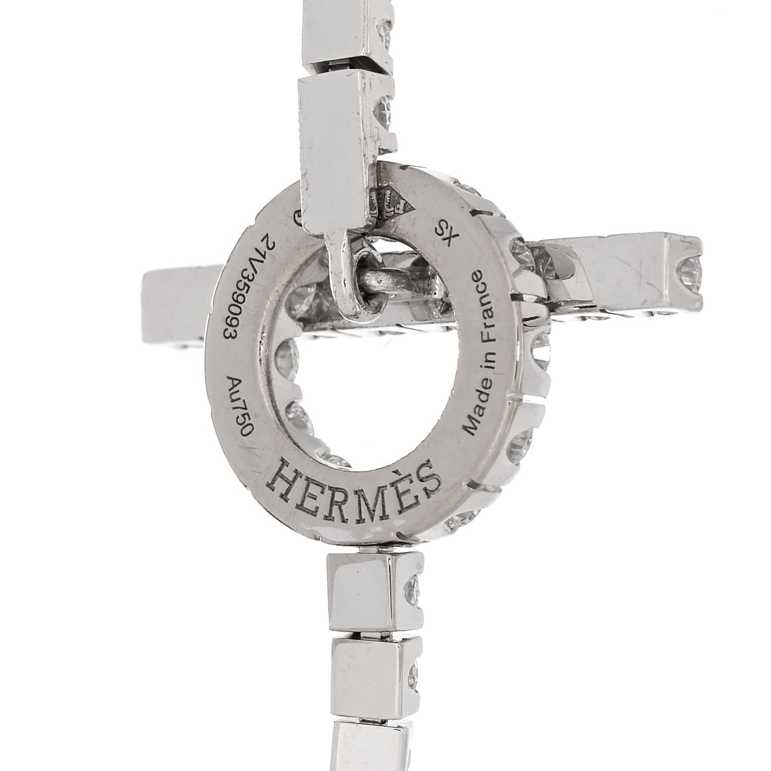 Hermes 18K White Gold Diamond Finesse Link Bracelet XS 3 of 4