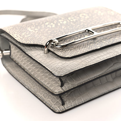 Hermes Matte Alligator Lizard Mini Sac Roulis Ombre Gris Perle 8 of 11
