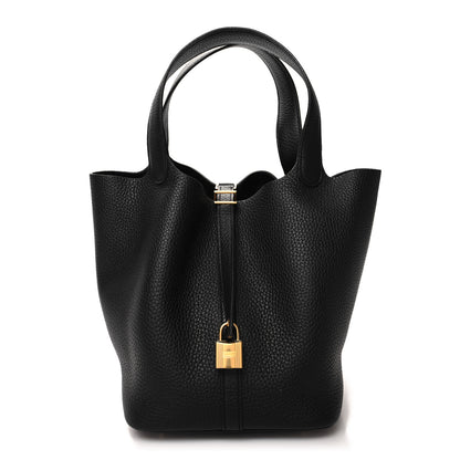 Hermes Taurillon Clemence Picotin Lock 22 MM Black 1 of 13