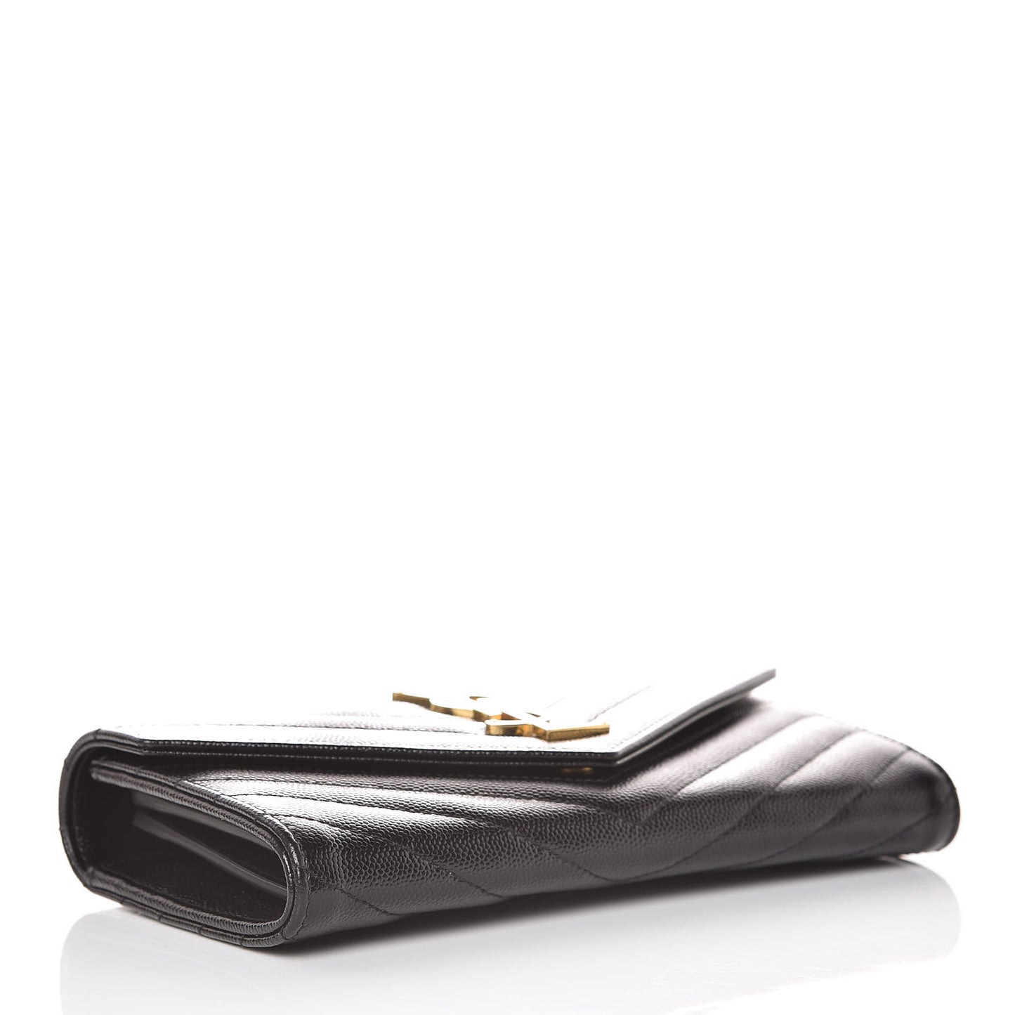 Grain De Poudre Matelasse Chevron Monogram Flap Wallet Black