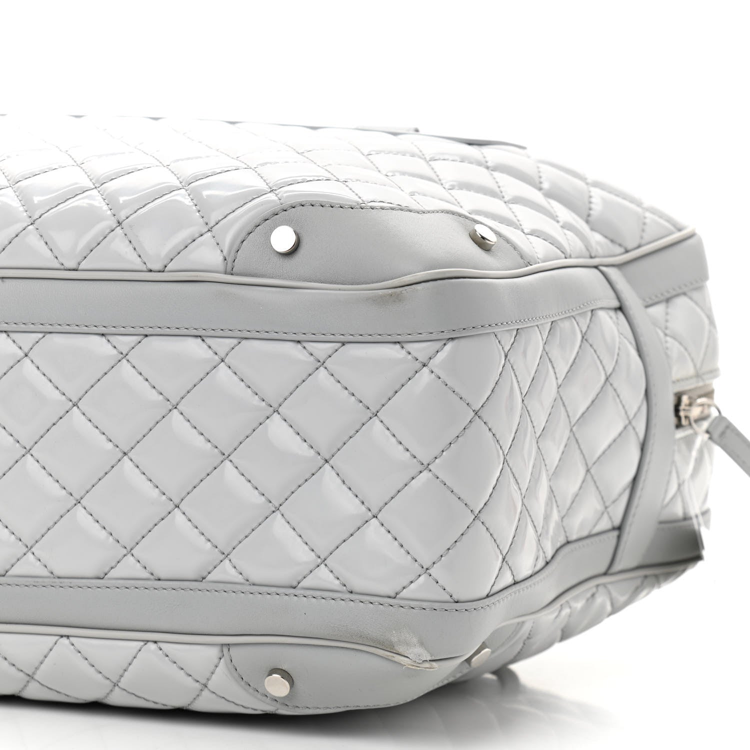 Chanel Vinyl Calfskin Viaggio Travel Bag Light Grey 10 of 11