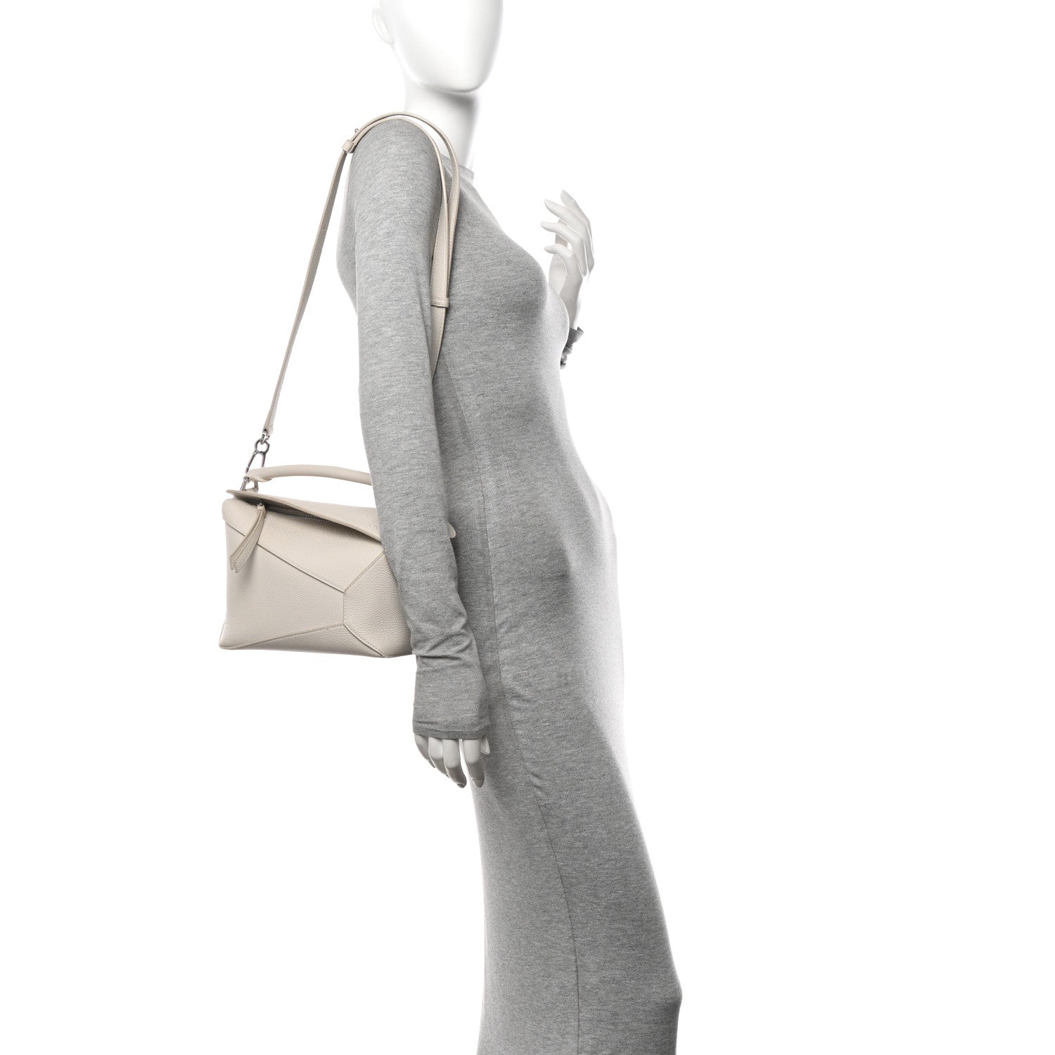 Loewe Soft Grained Calfskin Small Puzzle Edge Bag Soft White 2 of 13