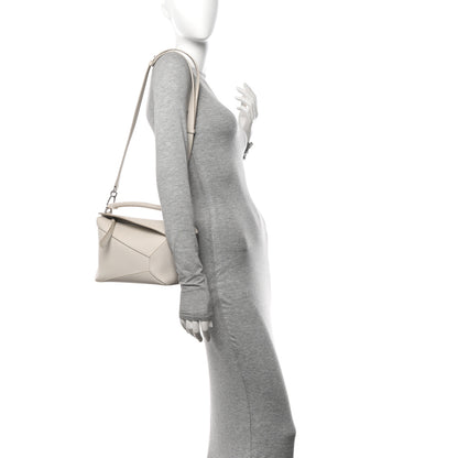 Loewe Soft Grained Calfskin Small Puzzle Edge Bag Soft White 2 of 13