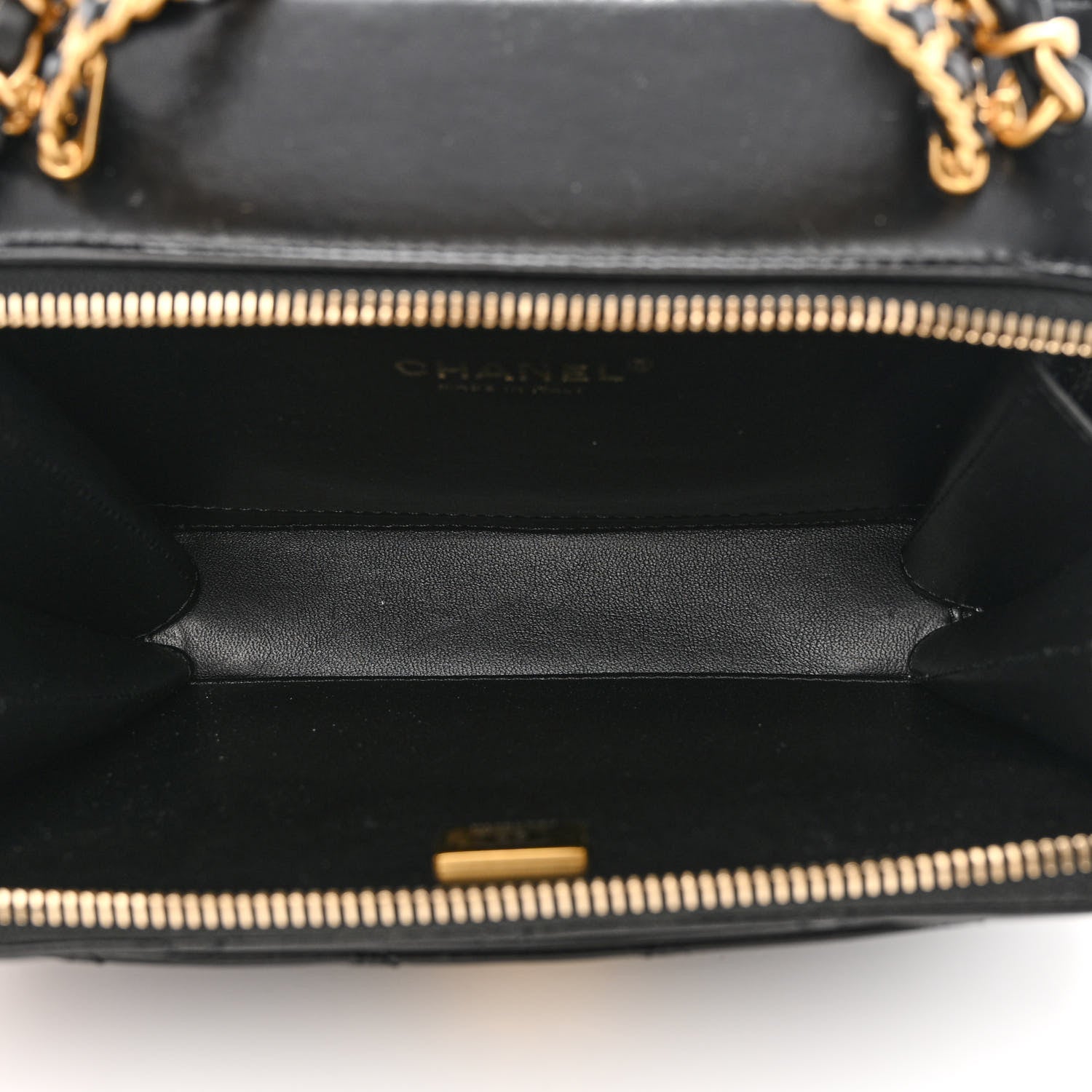 Chanel Shiny Calfskin Quilted Top Handle Vanity Black 5 of 13