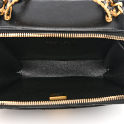 Chanel Shiny Calfskin Quilted Top Handle Vanity Black 5 of 13