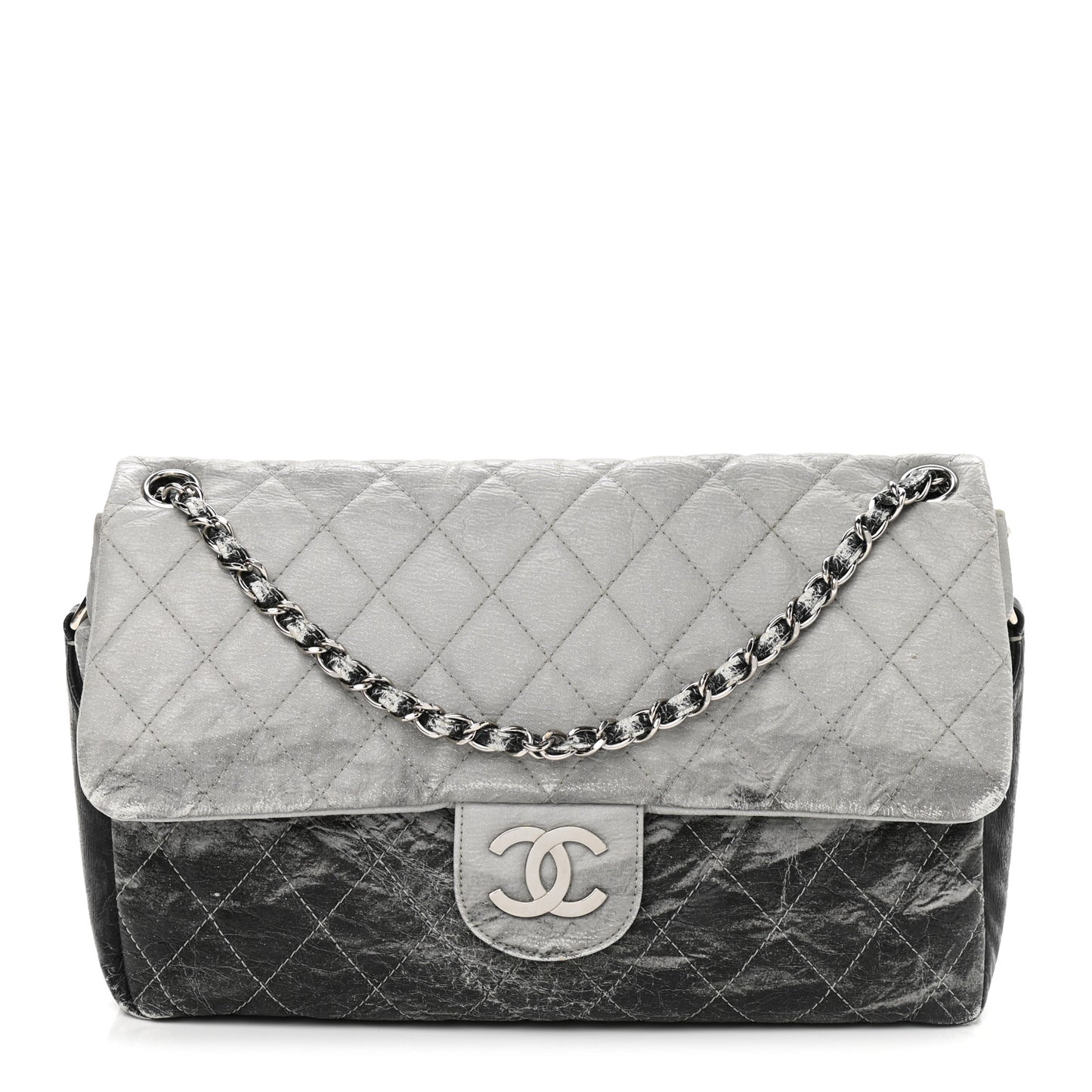 Vinyl Quilted Jumbo Melrose Degrade Flap Black