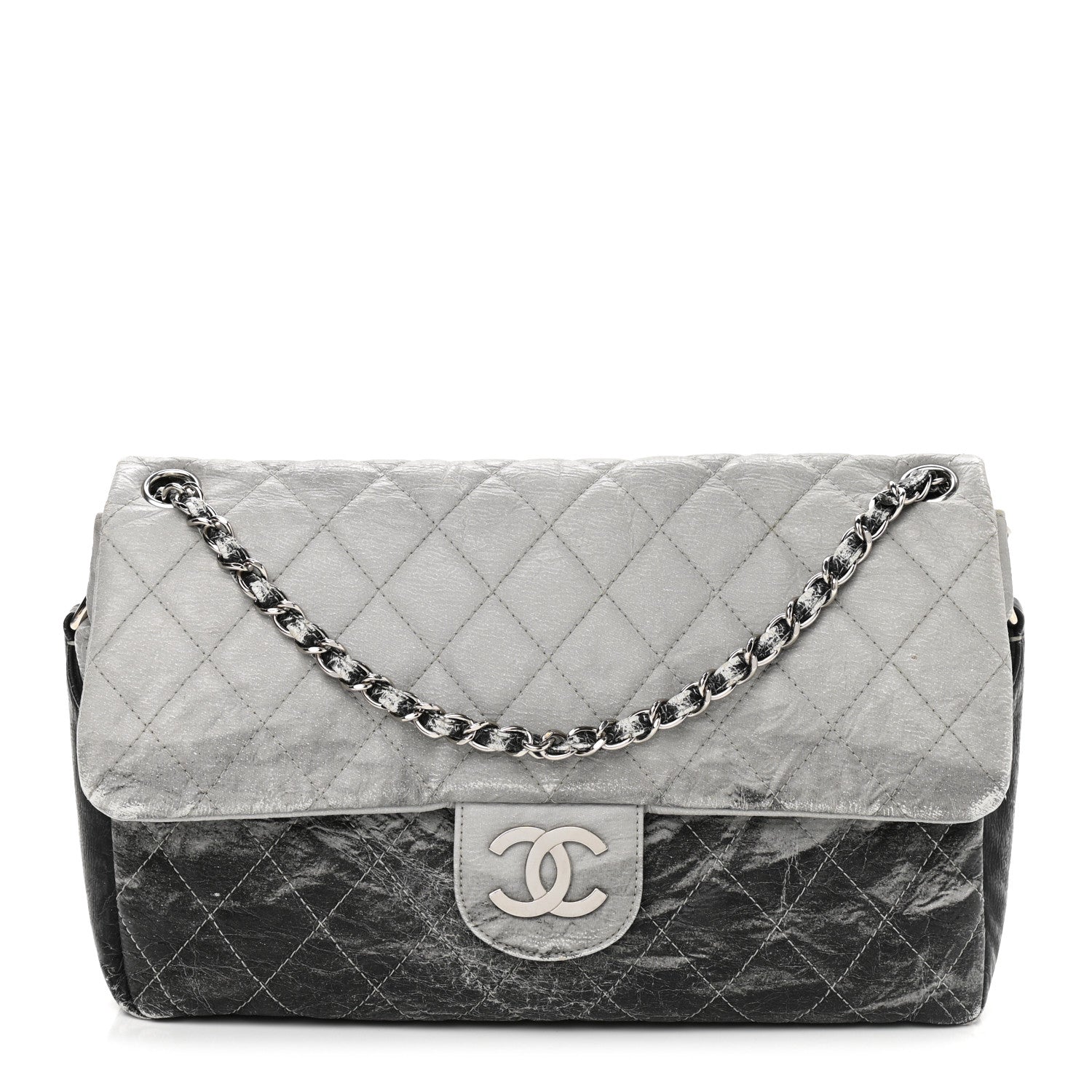 Chanel Vinyl Quilted Jumbo Melrose Degrade Flap Black 1 of 12