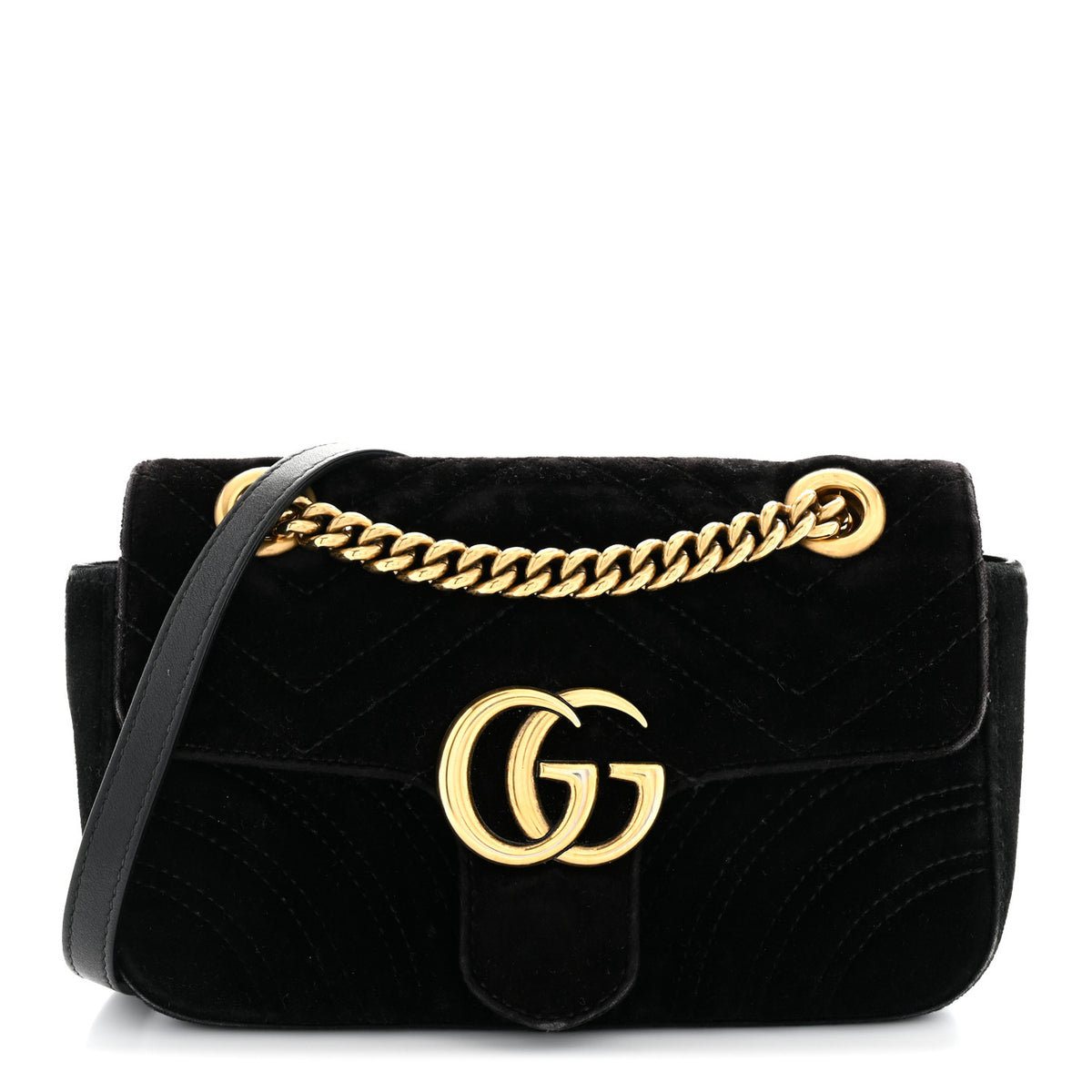 Velvet Matelasse Mini GG Marmont Shoulder Bag Black