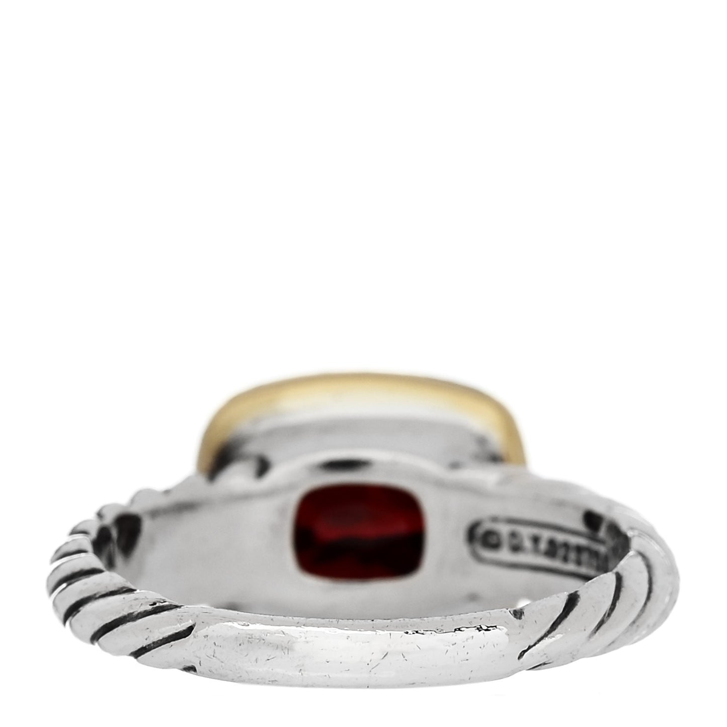 Sterling Silver 14K Yellow Gold Garnet 10mm Noblesse Ring 56 7.5
