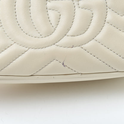 Gucci Calfskin Matelasse Mini GG Marmont Chain Shoulder Bag White 14 of 20