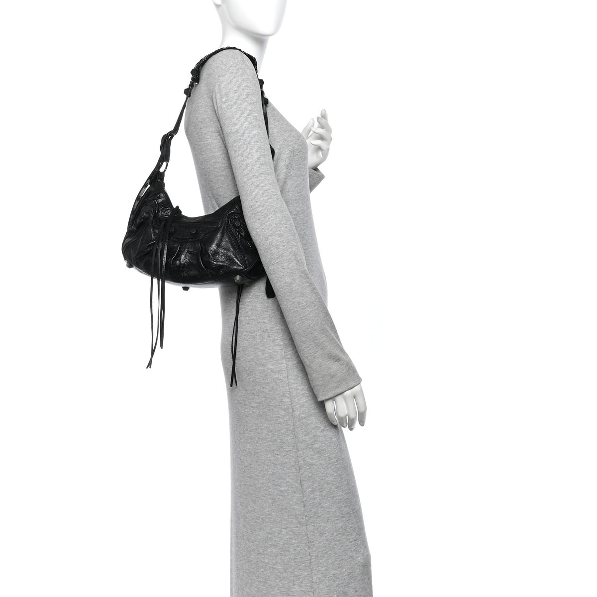 Agneau Arena Monochrome Small Le Cagole Shoulder Bag Black