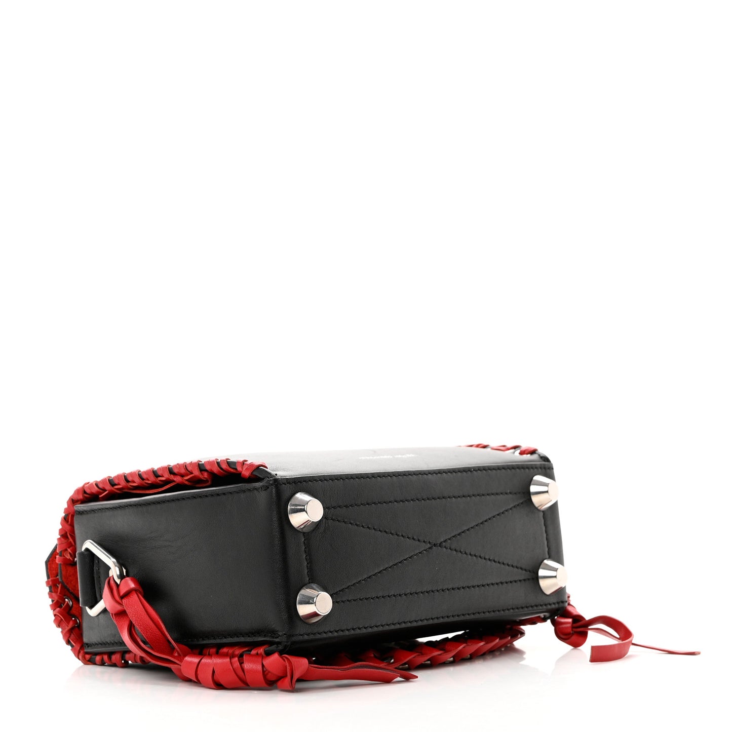 Calfskin Lace-Up Box Shoulder Bag 16 Black Red