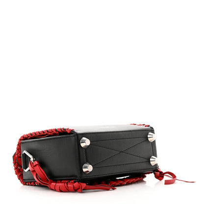 Alexander McQueen Calfskin Lace-Up Box Shoulder Bag 16 Black Red 4 of 8