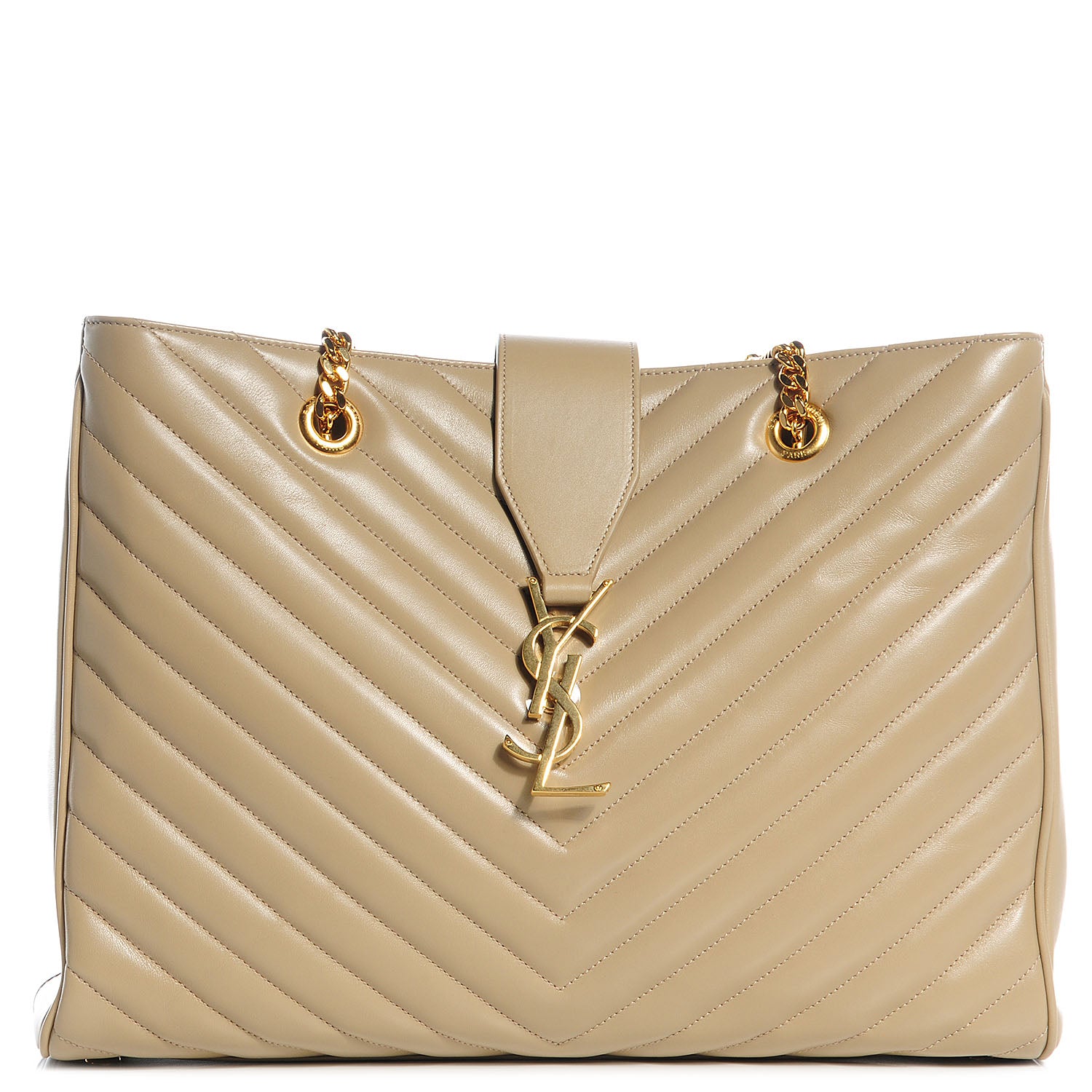 Saint Laurent Matelasse Chevron Cassandre Shopper Dark Beige 1 of 10