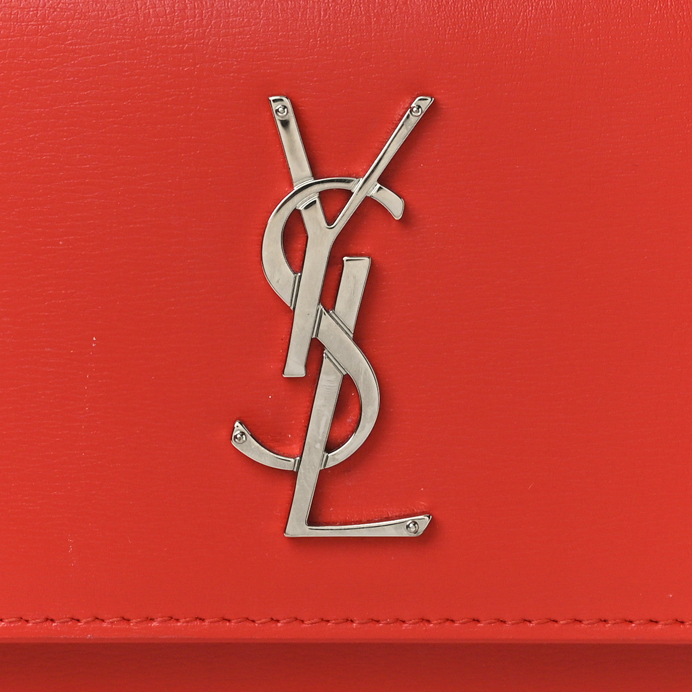 Saint Laurent Calfskin Monogram Sunset Chain Wallet Rosso 7 of 11