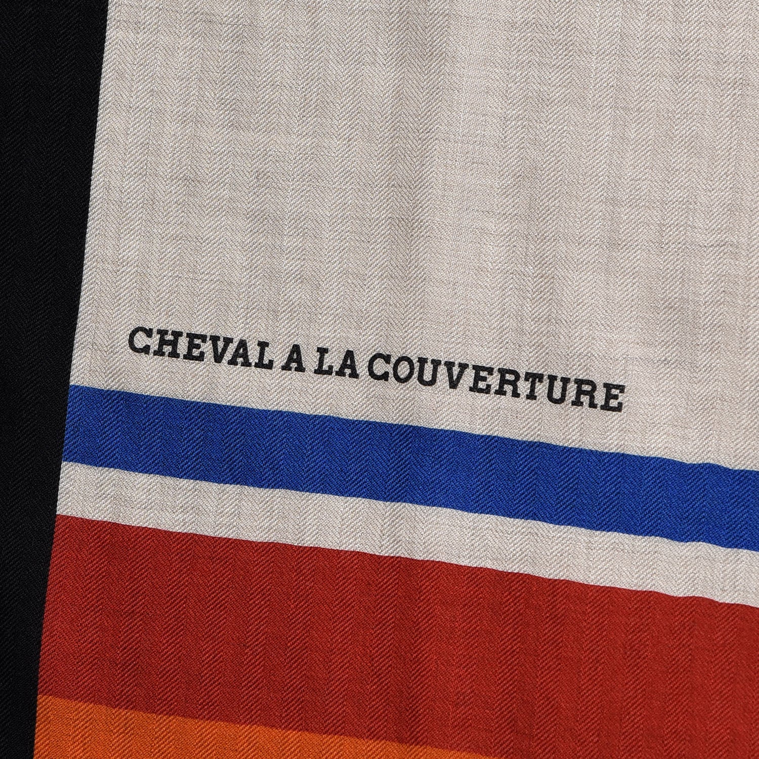 Hermes Cashmere Silk Cheval A La Couverture Shawl 140 Naturel Rouge Brique 6 of 7