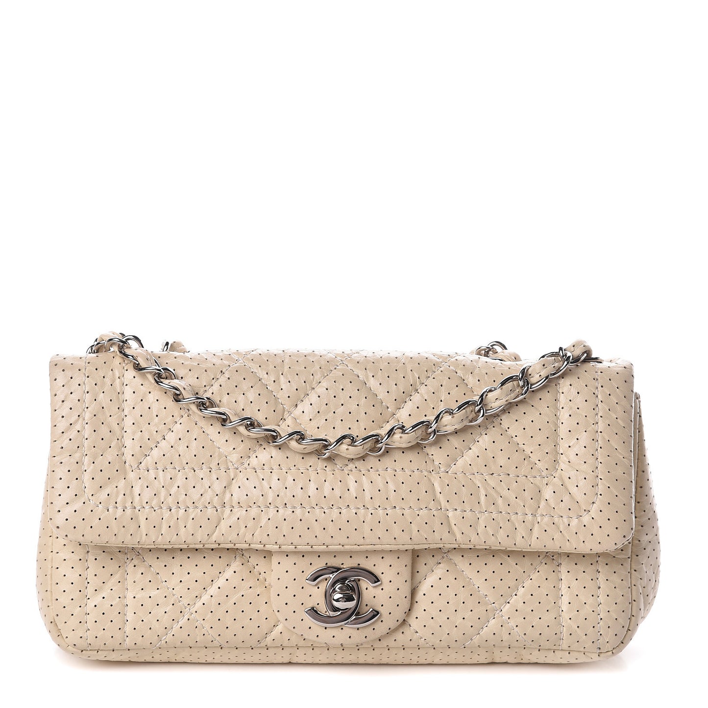 Aged Calfskin Perforated Small Flap Ivory