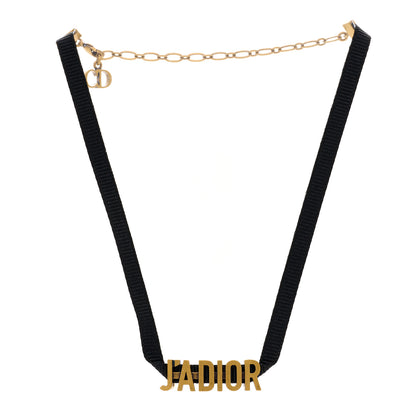 Christian Dior Grosgrain Ribbon J'Adior Logo Choker Necklace Black 3 of 6