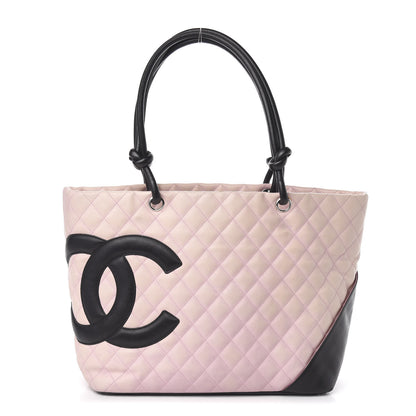 Chanel Calfskin Quilted Large Cambon Tote Pink Black 1 of 12