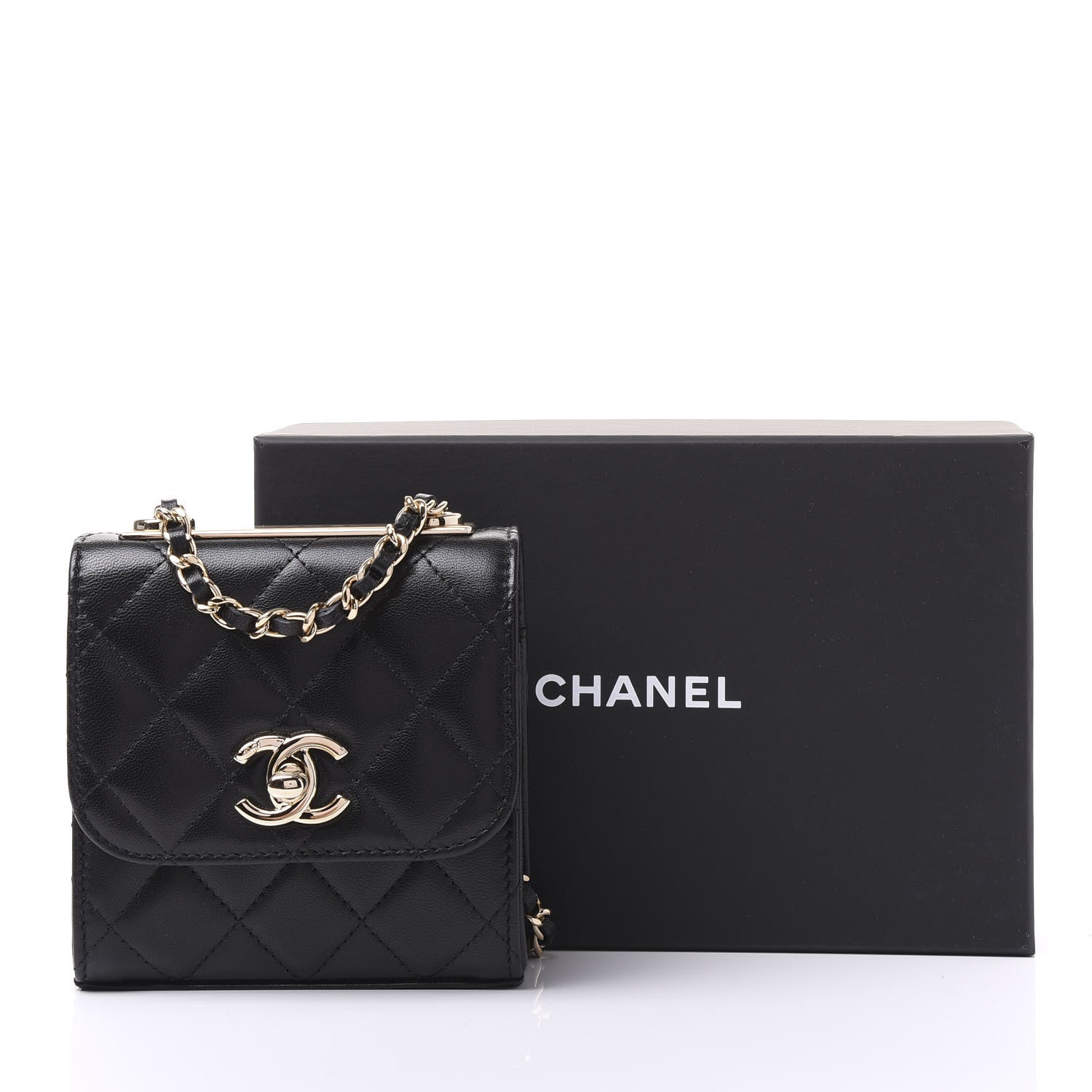 Chanel Lambskin Quilted Mini Trendy CC Chain Wallet Black 10 of 10