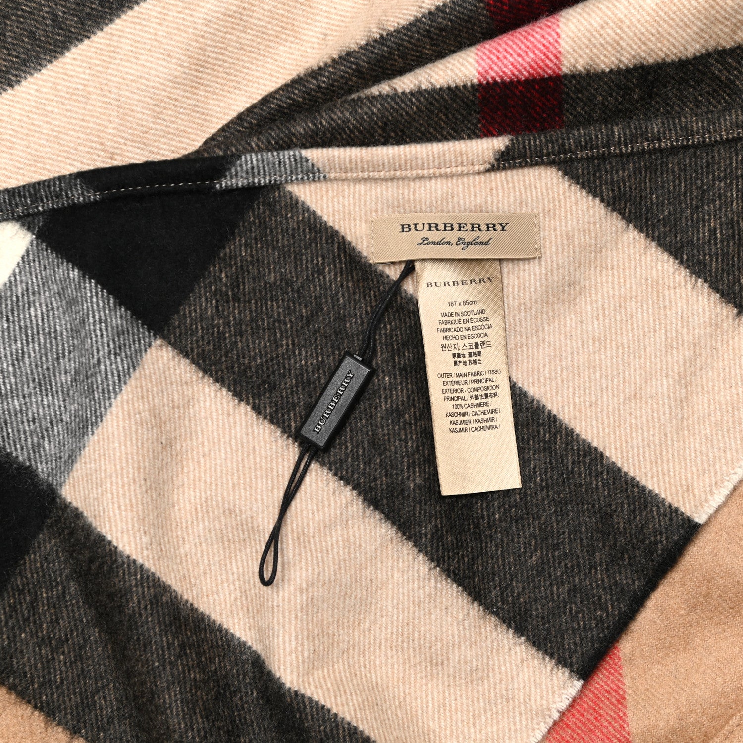 Burberry Cashmere Check Triangle Bandana Scarf Camel 4 of 4