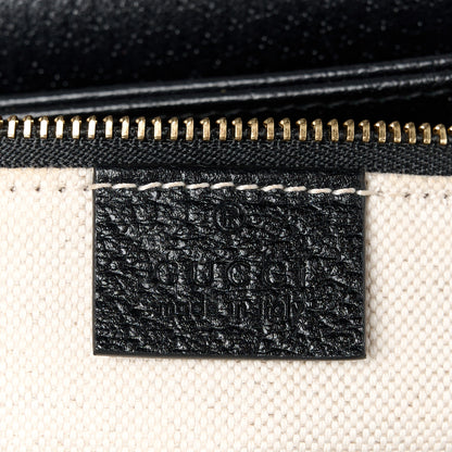 Gucci Jacquard Black Denim GG Monogram Textured Dollar Calfskin Horsebit 1955 Shoulder Bag Black Ivory 6 of 12