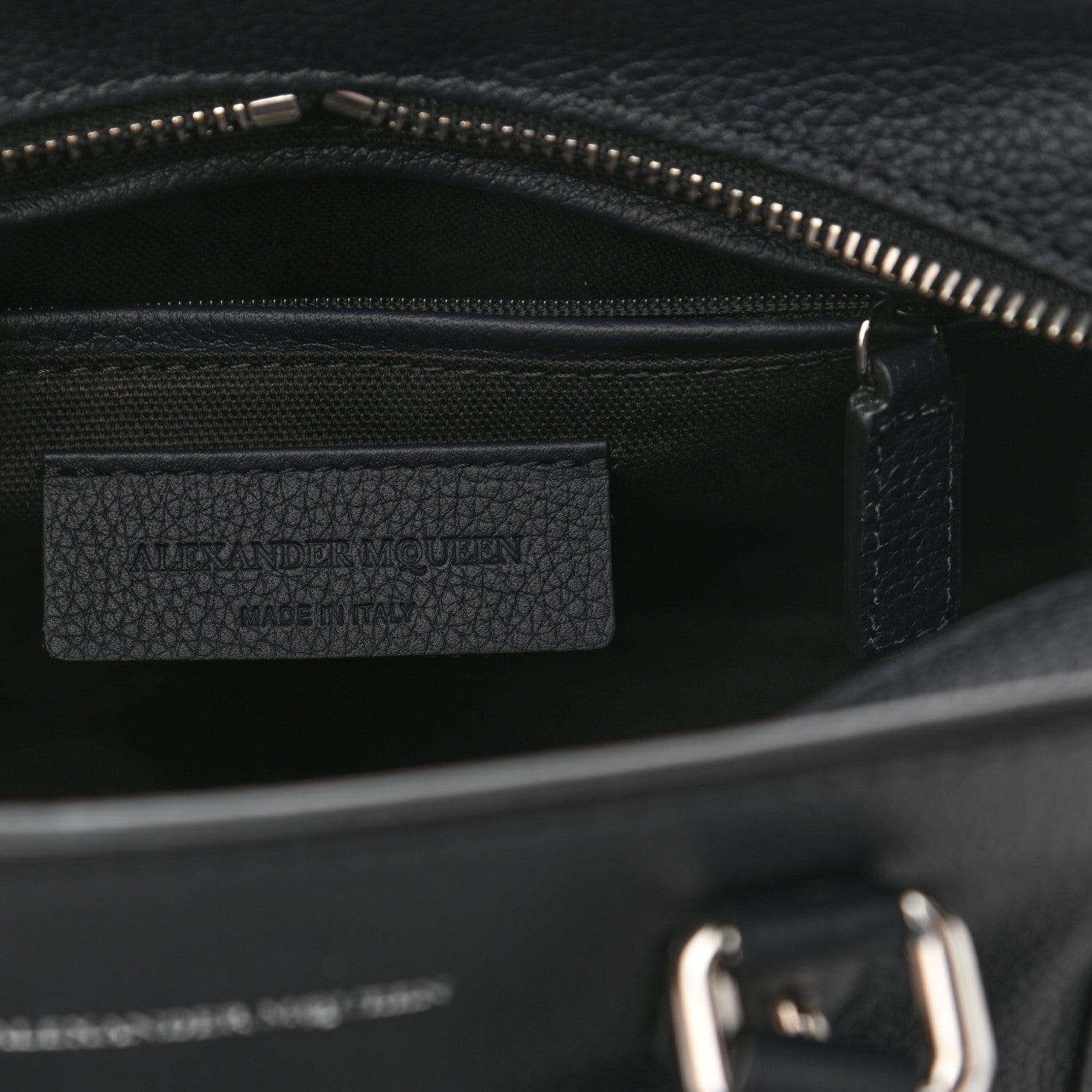 Alexander McQueen Pebbled Calfskin Mini Padlock Navy 6 of 11