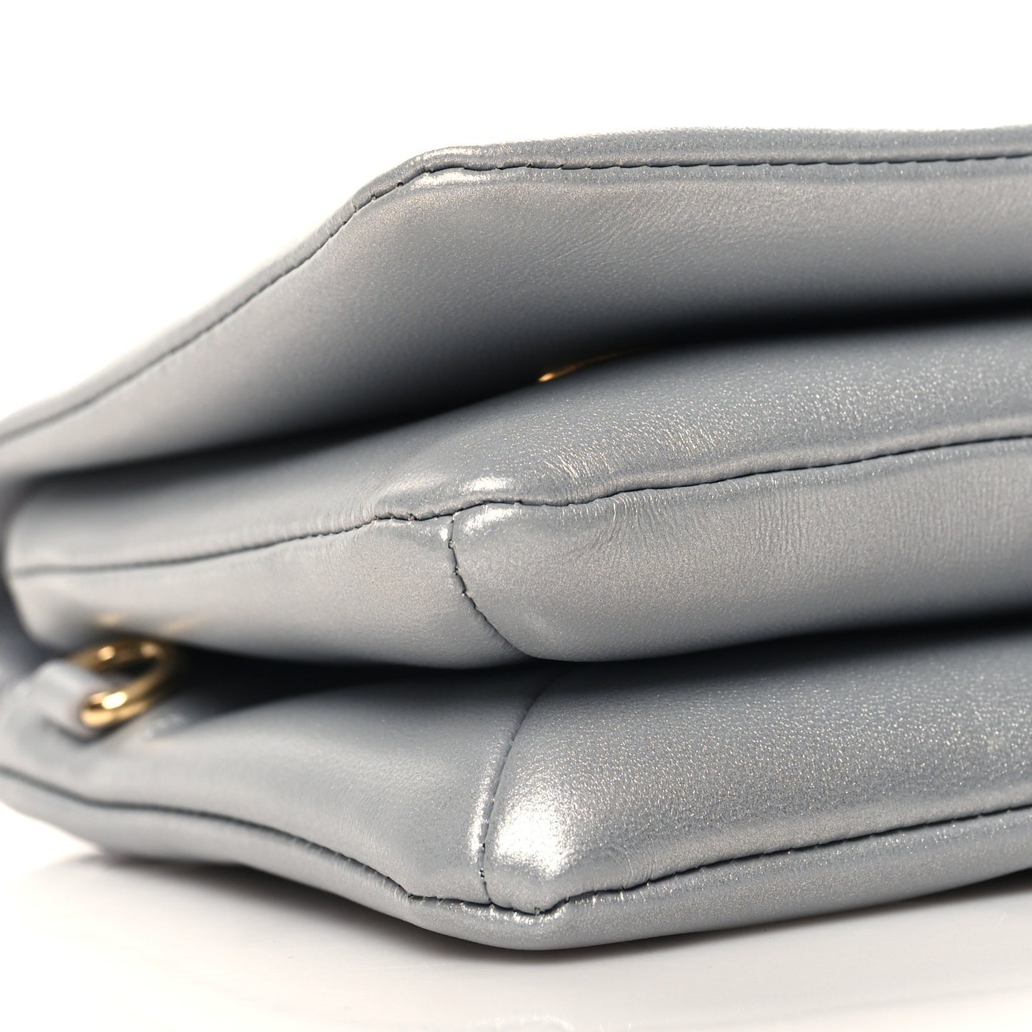 Metallic Lambskin Embossed Monogram Pochette Coussin Silver