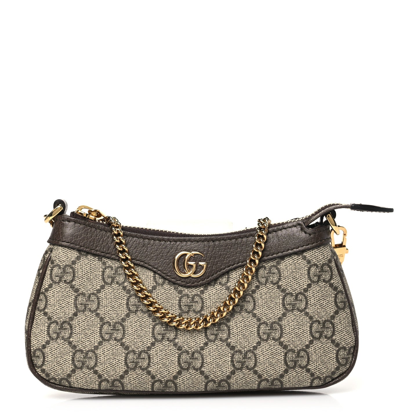 GG Supreme Monogram Textured Dollar Calfskin Mini Ophidia Chain Bag Beige Ebony