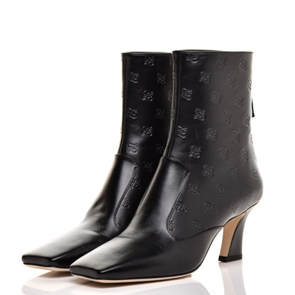 Fendi Vitello Karligraphy Embossed FFreedom Ankle Boots 38.5 Black 3 of 8