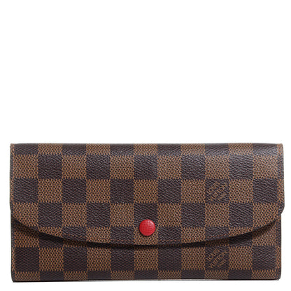 Louis Vuitton Damier Ebene Emilie Wallet Red 1 of 8