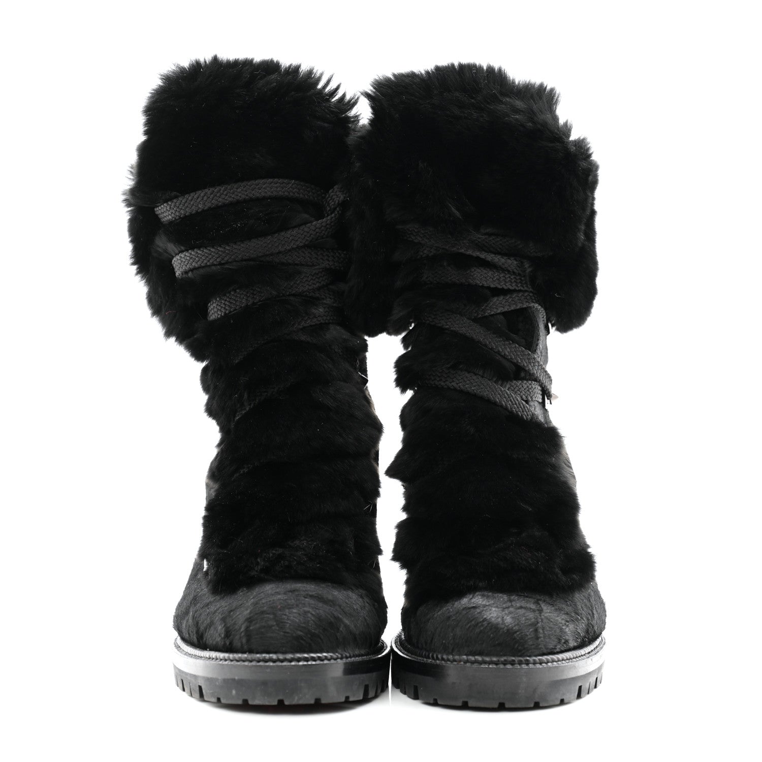 Christian Louboutin Fox Fur Fanny 70 Ankle Boots 38 Black 2 of 9