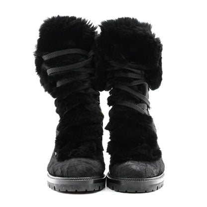Christian Louboutin Fox Fur Fanny 70 Ankle Boots 38 Black 2 of 9