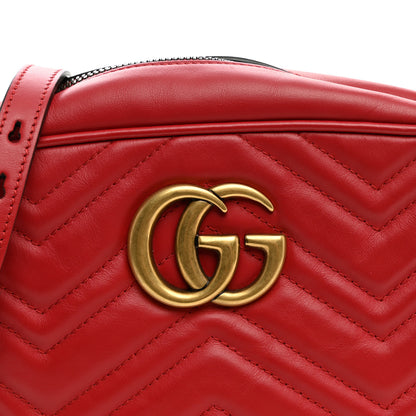 Gucci Calfskin Matelasse Small GG Marmont Chain Shoulder Bag Hibiscus Red 8 of 10