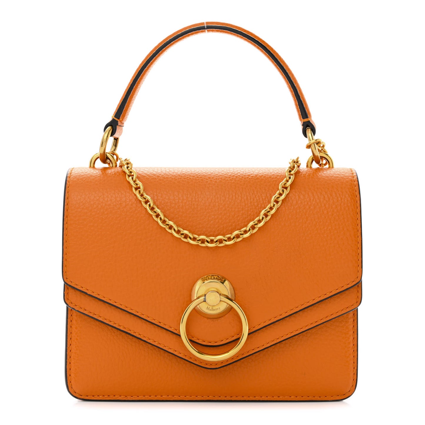 Small Classic Grain Small Harlow Chain Satchel Orange