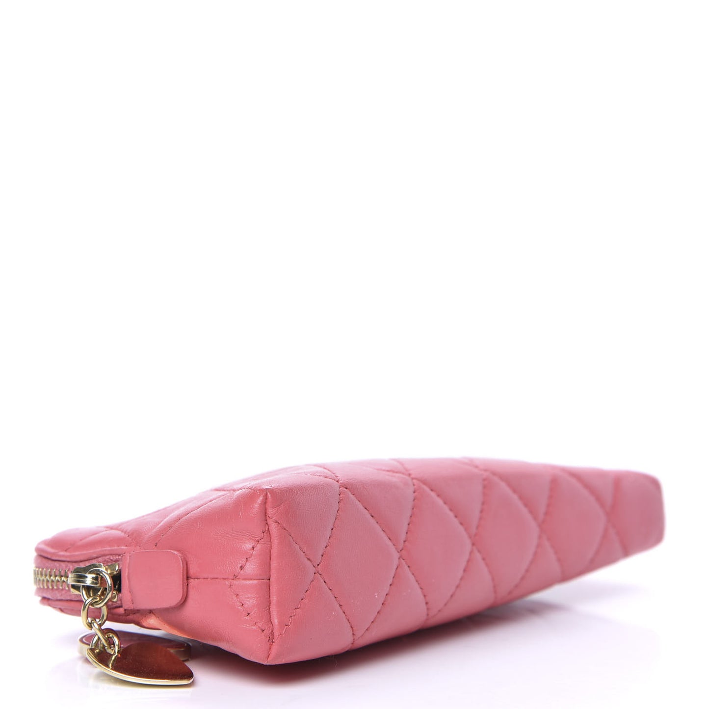 Lambskin Quilted Valentine Charms Small Cosmetic Pouch Pink