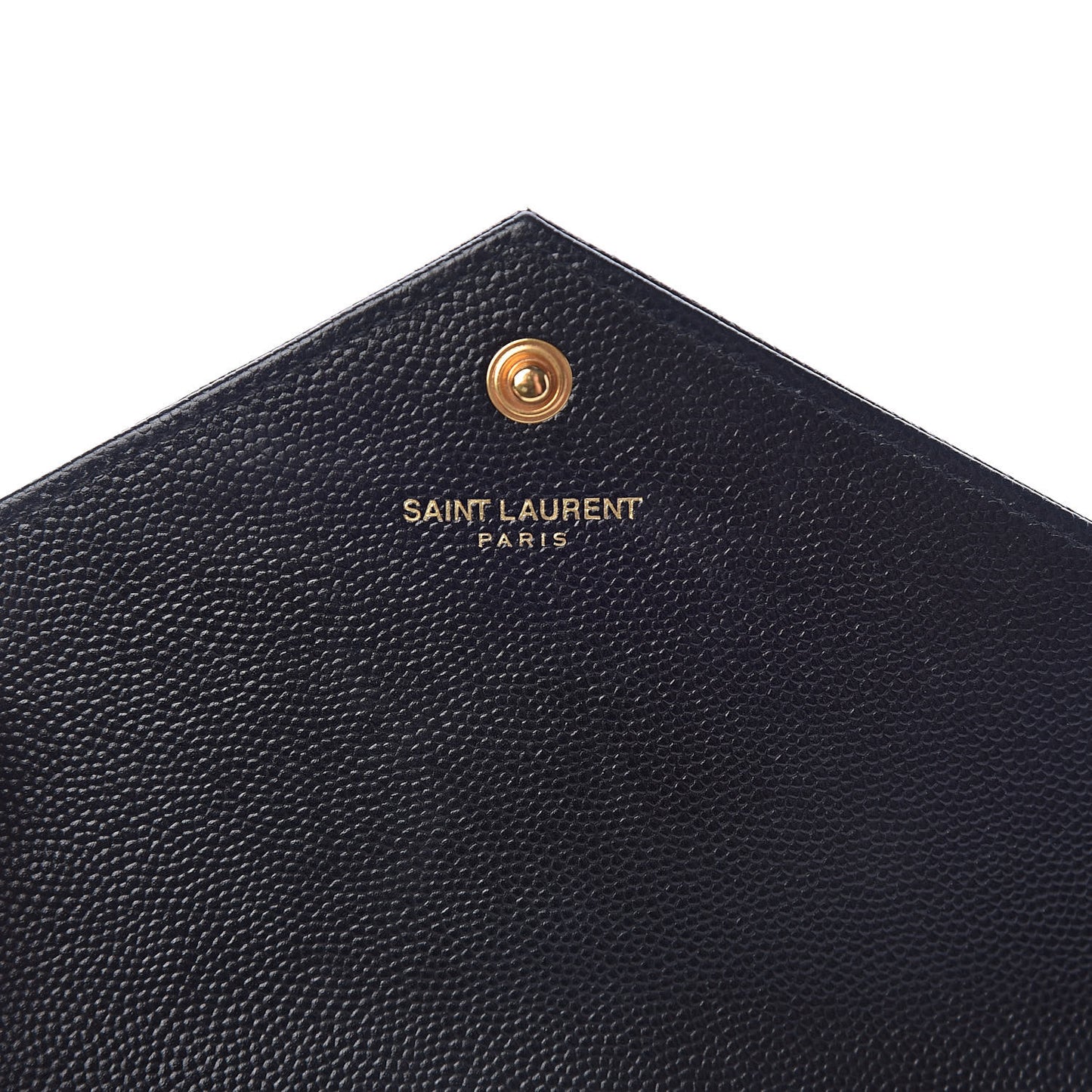Grain De Poudre Matelasse Chevron Monogram Envelope Chain Wallet Black