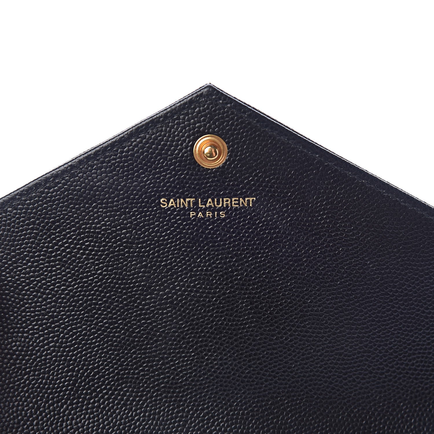 Saint Laurent Grain De Poudre Matelasse Chevron Monogram Envelope Chain Wallet Black 6 of 12
