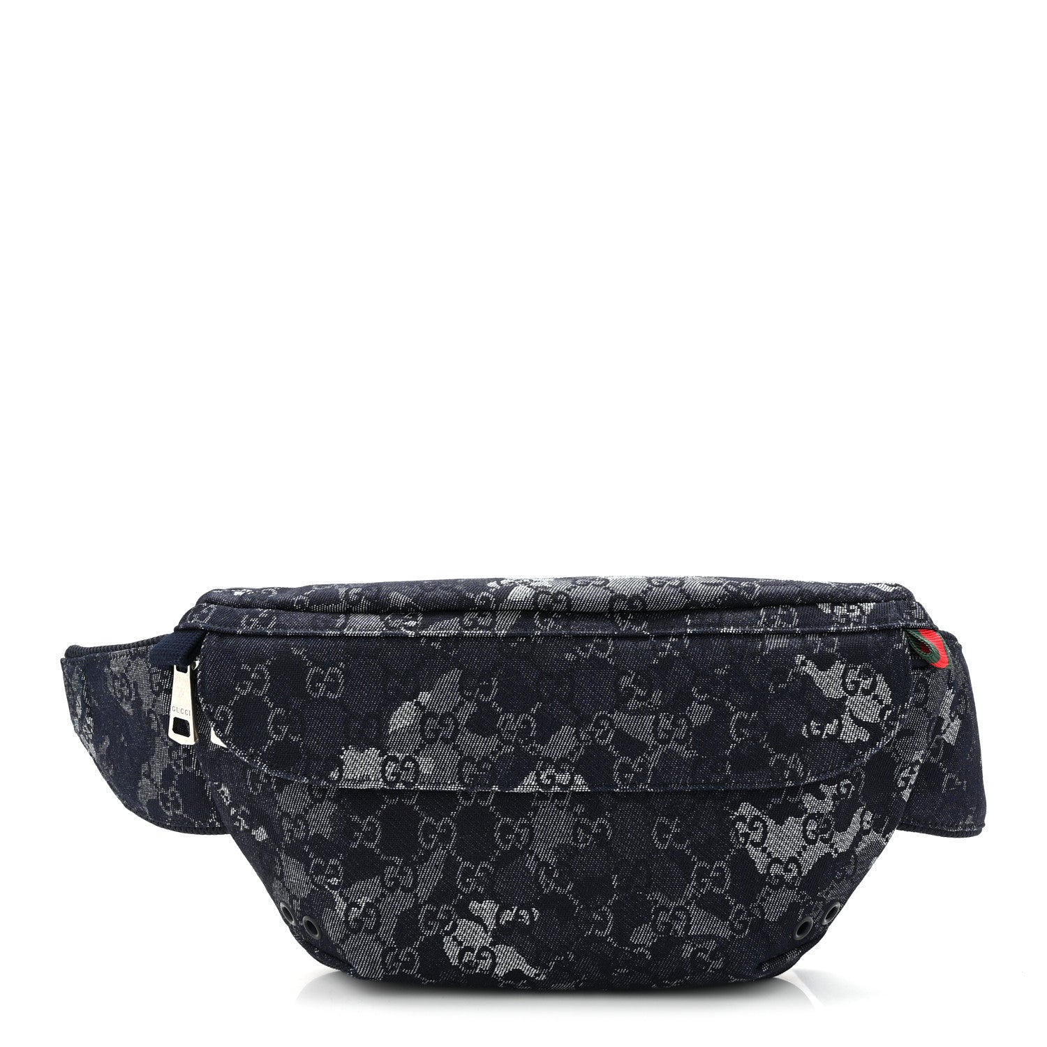 Gucci Denim Monogram Web Belt Bag Blue Multicolor 1 of 10