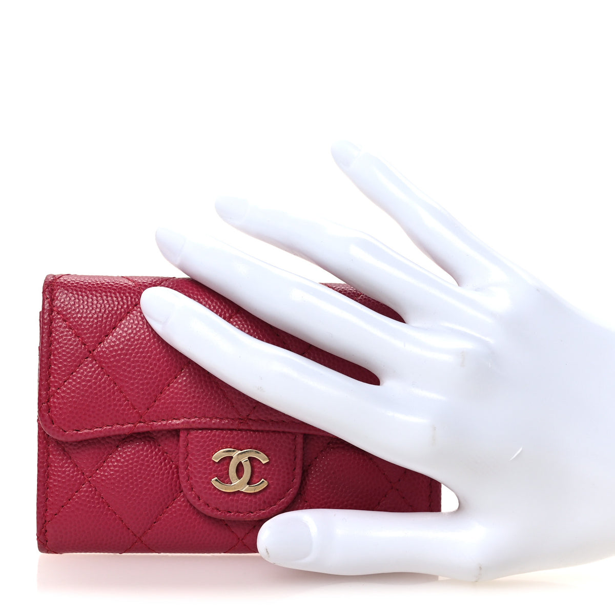 Chanel Caviar Quilted Flap Card Holder Wallet Dark Pink 2 of 12
