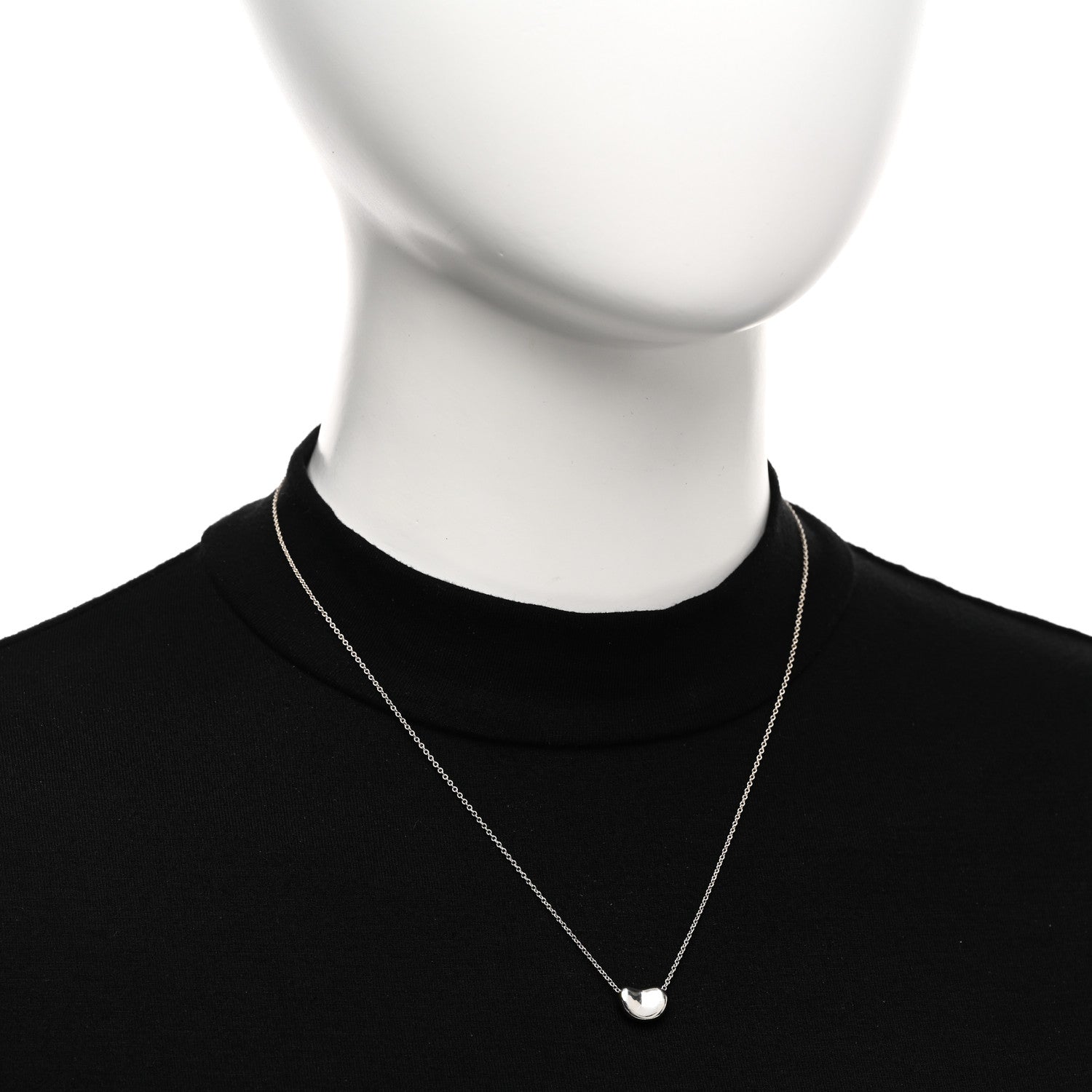 Tiffany Sterling Silver 11mm Elsa Peretti Bean Pendant Necklace 2 of 4