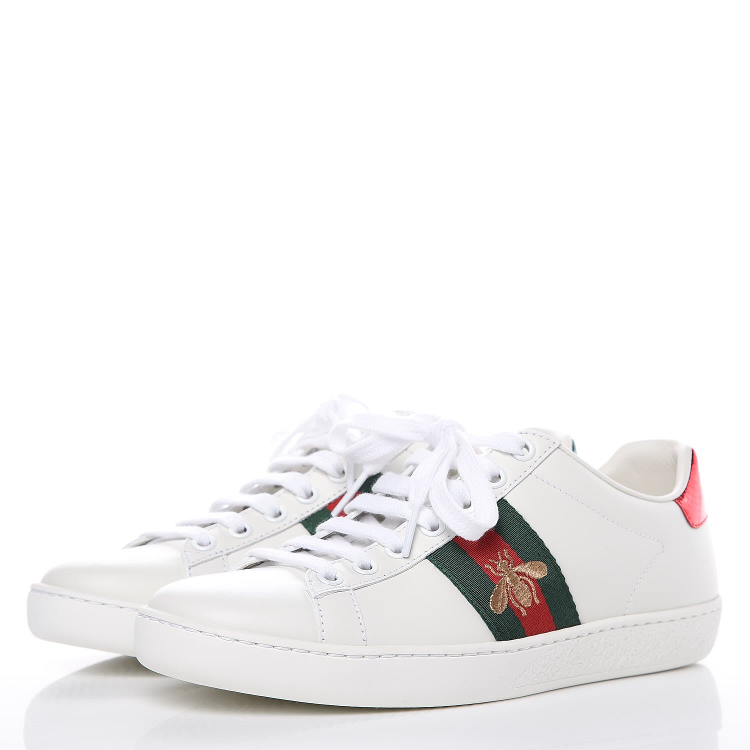 Gucci Calfskin Ayers Bee Embroidered Womens Ace Sneakers 36 White Green 3 of 10