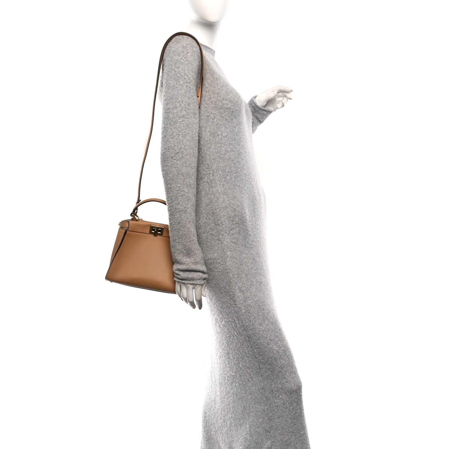 Fendi Vitello Seta Fabric Jacquard FF 1974 Mini Peekaboo Iconic