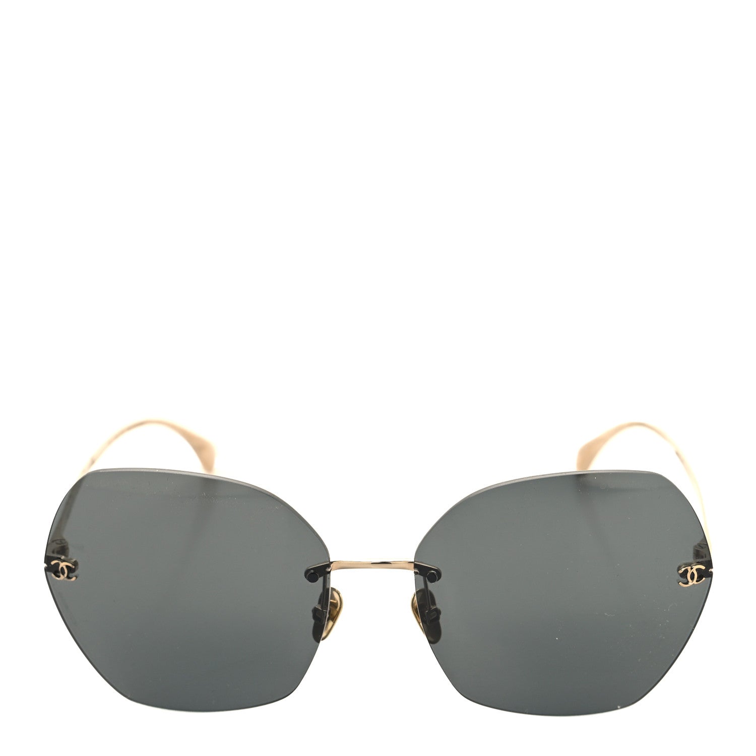 Chanel Titanium Rimless Square Sunglasses 4271-T Gold Black 2 of 7