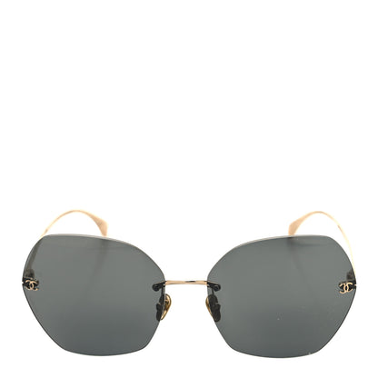 Chanel Titanium Rimless Square Sunglasses 4271-T Gold Black 2 of 7