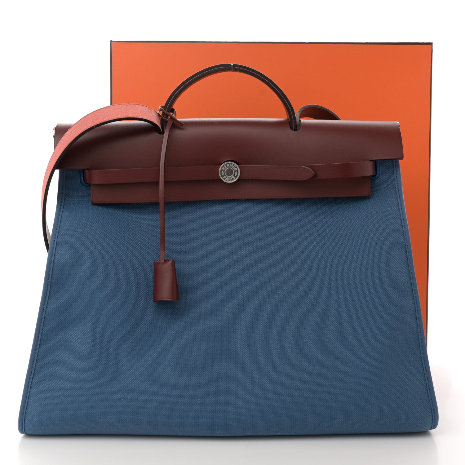 Hermes Toile Vache Hunter Herbag Zip 39 MM Bleu Orage Rouge H 13 of 13