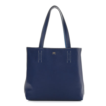 Hermes Veau Sikkim Double Sens 28 Reversible Tote Bleu Sapphire Bleu Paradis 1 of 14